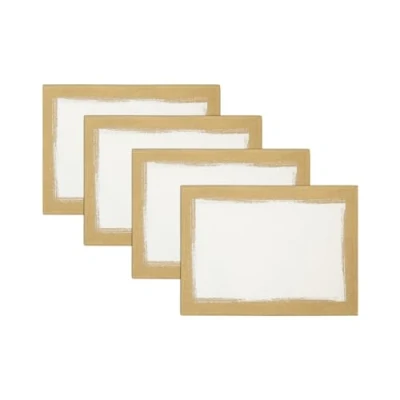 Image of Villeroy and Boch Metallic Brushstroke 14&quot;x20&quot; Placemats, Set of 4, Ivory Gold
