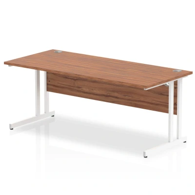 Image of Impulse 1800/800 Rectangle White Cantilever Leg Desk Walnut MI001908