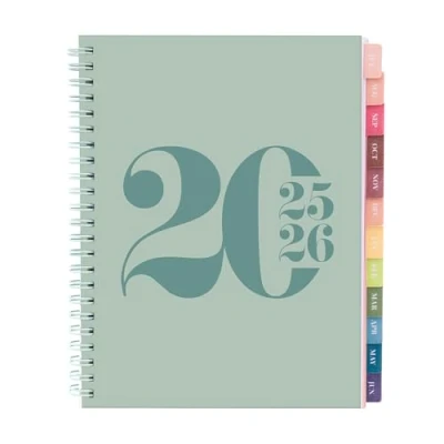 Image of Rileys 2024 2025 18 Month Academic Weekly Planner Typographic &amp; Monthly Agenda Planner, Flexible Cover, Notes Pages, Twin Wire Binding (Green, 20 x 15 cm (UK))