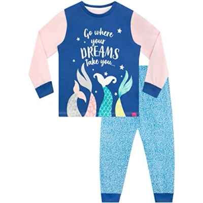 Image of Harry Bear Girls Pyjamas Mermaid Blue 9 10 Years