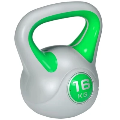Image of SPORTNOW Kettlebell, 16kg Kettle Bells with Handle for Home Gym Weight Lifting and Strength Training, Green Grey