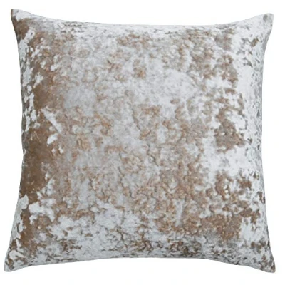 Image of Riva Paoletti Verona Cushion Cover Square Oyster Beige Velvet Feel Crushed Look Hidden Zip Design 100% Polyester 55 x 55cm (22&quot; 22&quot; inches) Designed in the UK