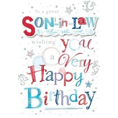 Image of Greeting Card (LD9984) Son in Law Birthday Wishes Foil Embossed Finish