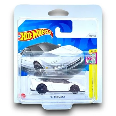 Image of Hot Wheels &#039;90 Acura NSX (White &amp; Black) 2/10 HW: The &#039;90s 2024 175/250 (Short Card) includes a KLAS Car Keeper Protector Case HTF02