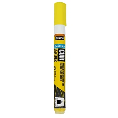 Image of PEBEO Setacolor Leather Acrylic Marker for and Leatherette Customisation Bag, Shoe, Sneaker Scratch, fold rub resistance Matt/Satin finish Bright Yellow