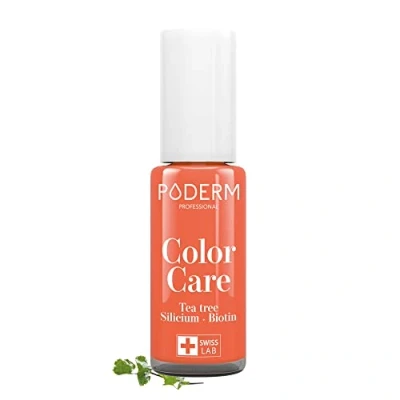 Image of PODERM FUNGAL nail INFECTIONS Mango varnish TEA TREE Prevention &amp; treatment of Nails Yellowed/Damaged by TREATS COLOURS foot/hand Swiss Made