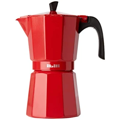Image of IBILI Bahia Express Moka Pot, Red, 9 Cups, 450 ml, Aluminium