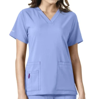 Image of Carhartt womensC12110Carhartt Cross flex Women&#039;s Media Scrub Top Medical Scrubs Shirt Blue Small