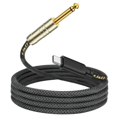 Image of J&amp;D USB C to 6.35 mm 1/4 inch TS Guitar Audio Cable, Recording, Bass, Electronic Piano Microphone Cord Compatible with iPhone 15/15 Plus/15 Pro/15 Pro Max, iPad, iMac, 2 Meter