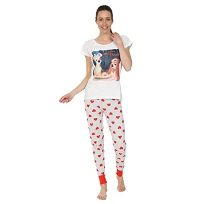 Image of Disney Ladies Lady and the Tramp Long Pyjama Set White (8 10)