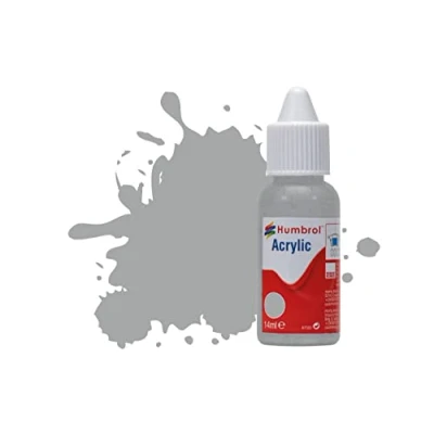 Image of Humbrol Model Paint DB0129 No 129 US Gull Grey Satin (14ml), Acrylic Paints for Models, Plastic, Metal, Wood, Glass, Ceramics and More, Touch Up Hobby Bottle Craft Kits