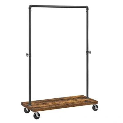 Image of VASAGLE Clothes Rack on Wheels, Engineered Wood Alloy Steel, Brown + Black, 103,5 x 40 162 cm (L B H)