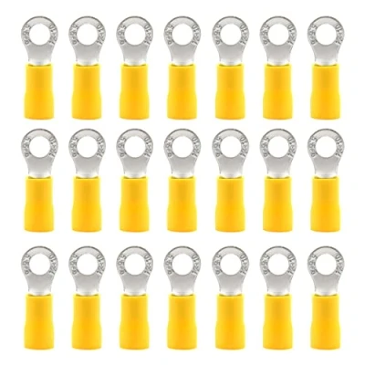 Image of Hocansen 50 Pieces Ring Connectors M5 Electrical Wire Insulated Terminals Crimp (UPR5/Yellow)