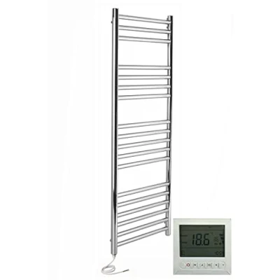 Image of Manissa Boston Electric Stainless Steel Towel Rail 600x1000mm Warmer Mirror Polished Finish + Timer and Thermostat