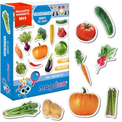 Image of Fridge Magnets For Toddlers Magdum 25 Vegetables Kids Magnetic Shapes Magnet Toy