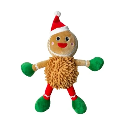 Image of Pet Connection Christmas Dog Toys Noodle Elf or Gingerbread Man with Squeaker for Medium &amp; Large Dogs (Gingerbread Man)