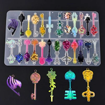 Image of iSuperb Key Mold for Resin,Key Silicone Cake Decoration, Sugarcraft, Cupcake Topper, Chocolate, Pastry, DIY Jewelry Making,Epoxy Resin (1 Set)