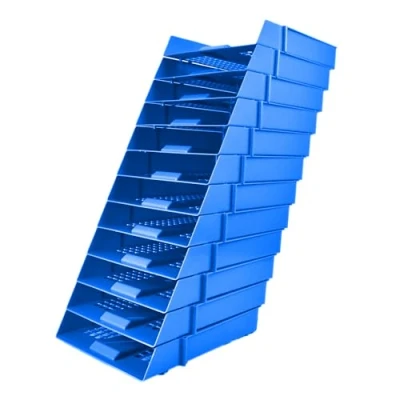 Image of Deflecto A4 Pk of 12 x Essential letter tray In Blue, paper organiser, organiser storage, desk trays CP043YTBLUX12