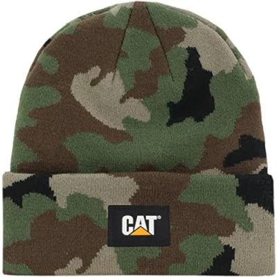 Image of CAT Men&#039;s Label Cuff Beanie Hat, Woodland Camo, One Size