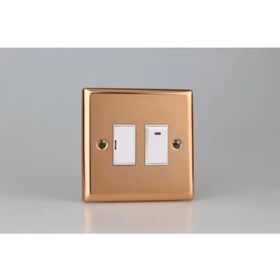 Image of Varilight 13A Switched Fused Spur + Neon Polished Copper