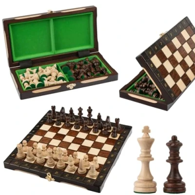 Image of Master of Chess Tournament Wooden Set with Pieces “CHAMPION 29 cm / 11 in Handcrafted Portable and Small Board Game for Adults Kids