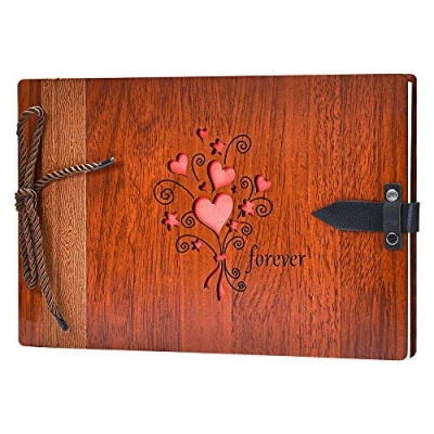 Image of ZEEYUAN Photo Album Scrapbook, 11.4 x7.4 Inches DIY Book with 80 Pages Present for Valentines Mothers Anniversary Day Birthday