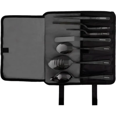Image of CREATIVECHEF Set of 7 Kitchen Tongs Chef Plating Tools Culinary Kit, Precision Specialty Kit for Decorating Food, Sturdiness Stainless Steel, Professional Secret,Black
