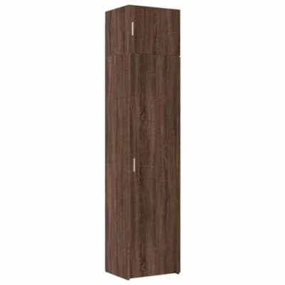 Image of vidaXL Slim Storage Cabinet Brown Oak Engineered Wood, 50x42.5x225 cm, Tall Unit with Multiple Compartments Versatile for Bathroom, Living Room, Bedroom, Kitchen, Home Office