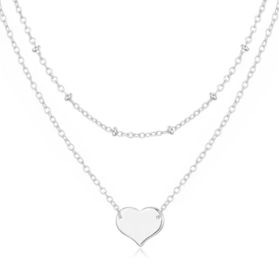 Image of Philip Jones Silver Plated Double Layered Heart Necklace