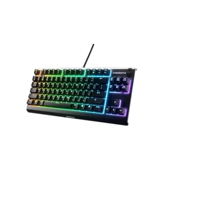 Image of SteelSeries Apex 3 TKL RGB Gaming Keyboard Tenkeyless Compact Esports Form Factor 8 Zone Illumination IP32 Water &amp; Dust Resistant American QWERTY Layout, Black