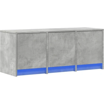 Image of vidaXL TV Cabinet with LED Light Concrete Grey, 97x34x40 cm Modern Engineered Wood Stand Storage for Living Room/Bedroom Customizable RGB Lighting