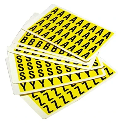 Image of Self Adhesive Labels Numbers 0 9 Easy Warehouse Identification, Clean Peel Leaves No Residue, Each Card is 14mm High X 19mm Wide 12 Characters Per in Yellow Colour