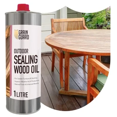 Image of GRAIN GUARD Sealing Oil for Wood 1 Litre Protects Against Weather &amp; UV Garden Furniture Decking Teak All Outdoor Types of Danish Exterior Protection
