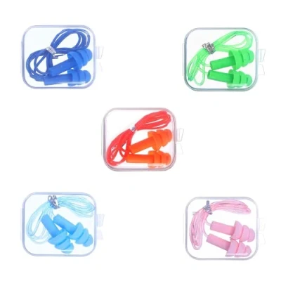 Image of 5 Pairs Reusable Silicone Ear Plugs, Noise Cancelling Waterproof Swimming Earplugs, Snoring Sleeping Comfortable Hypoallergenic Material Earplugs for Work, Studying, Noisy Places