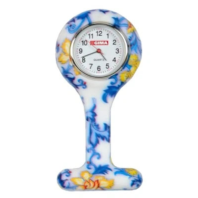 Image of Gima Silicone Nurse Watch, Round Dial, Leaves Pattern