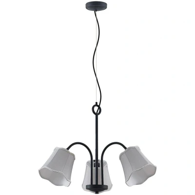 Image of Lucande Binta hanging lamp, 3 bulb, silver grey