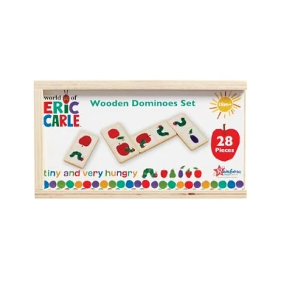 Image of Rainbow Designs Very Hungry Caterpillar 28 Piece Wooden Domino Set Colourful Toddler Games for Learning &amp; Play, Sustainably Sourced Toys, Ages 18+ Months
