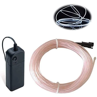 Image of EL Wire White, 32.8ft/10m Neon Lights Portable Glowing Strobing Electroluminescent for Parties, Halloween, Christmas, DIY Decoration