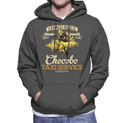 Image of Cloud City 7 Chocobo Taxi Service Final Fantasy VII Men&#039;s Hooded Sweatshirt Charcoal