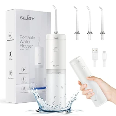 Image of Water Flosser Dental Oral Irrigator Teeth Cleaner Portable Travel Rechargeable Cordless,IPX7 Electric Plaque Remover 3 Modes Jet Tips 140ml