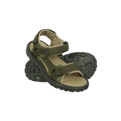 Image of Mountain Warehouse Crete Mens Sandals Durable Summer Shoes, Sturdy Grip, Cushioned Footbed, Neoprene Lined, Hook &amp; Loop Straps Beach Shoes for Spring Travel, Walking, Khaki, 9 UK