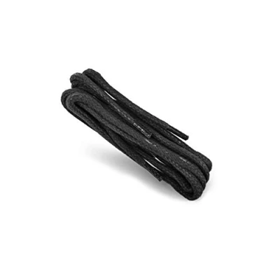 Image of Kaps Thick Waxed Shoelaces 100% Natural Cotton With Wax Finish For All Shoe Types Made in Europe (75 cm 29 inch 4 to 5 eyelet pairs / 91 Black)