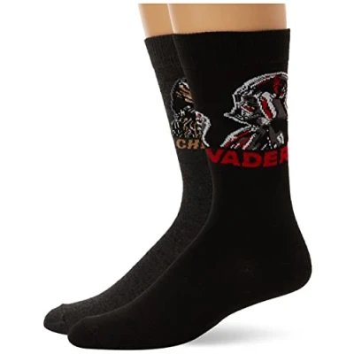 Image of STAR WARS Men&#039;s The Mandalorian 2 Pack Crew Socks Casual, Assorted Character, 9 13 UK