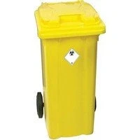 Image of Yellow Clinical Waste 2 Wheel Refuse Container 120 Litres 377918