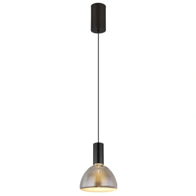 Image of Labora Dome Pendant Ceiling Light Matt Black Smoke Glass Shade LED 3000K