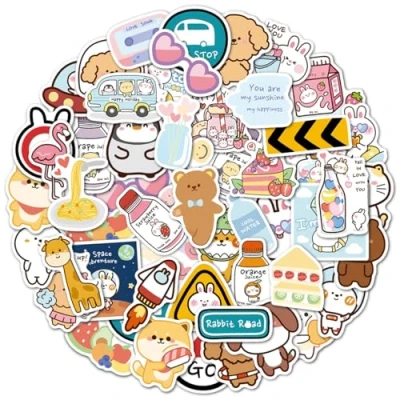 Image of Kawaii Animals Stickers, Gift for Kids Teen Adult, Lovely Waterproof Vinyl Decals Laptop Water Bottle Skateboard Bike Car Helmet Luggage Guitar Scrapbook Phone Pad [50PCS]