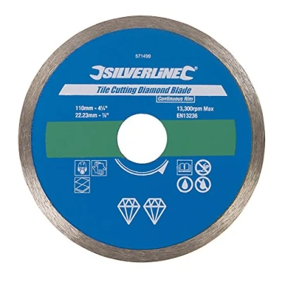 Image of Silverline Tile Cutting Diamond Blade 110 x 22.23mm Continuous Rim