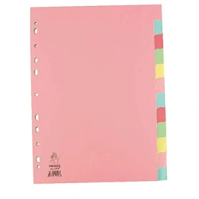 Image of A4 Manilla Divider 12 Part Pink with Multi Colour Tabs WX01515+ Finchley Pen Free