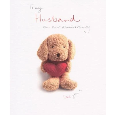Image of Woodmansterne Xiss Anniversary to My Husband Card Soft Heart