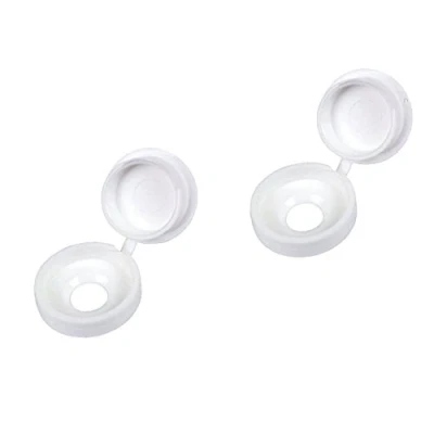 Image of 100 x Snap On White Plastic Screw Caps/Cups &amp; Covers for No.6 8 Screws